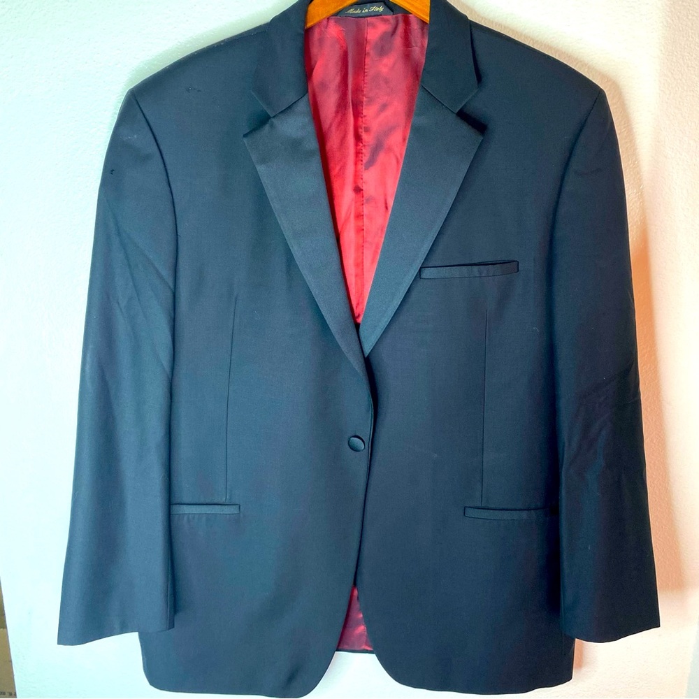 Enrico Valenti Italian Suit Jacket Mens Size 43 Black Blazer Office  Distressed